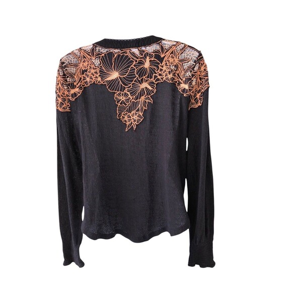 Free people black gauze thermal long sleeve top size S? - Picture 3 of 9